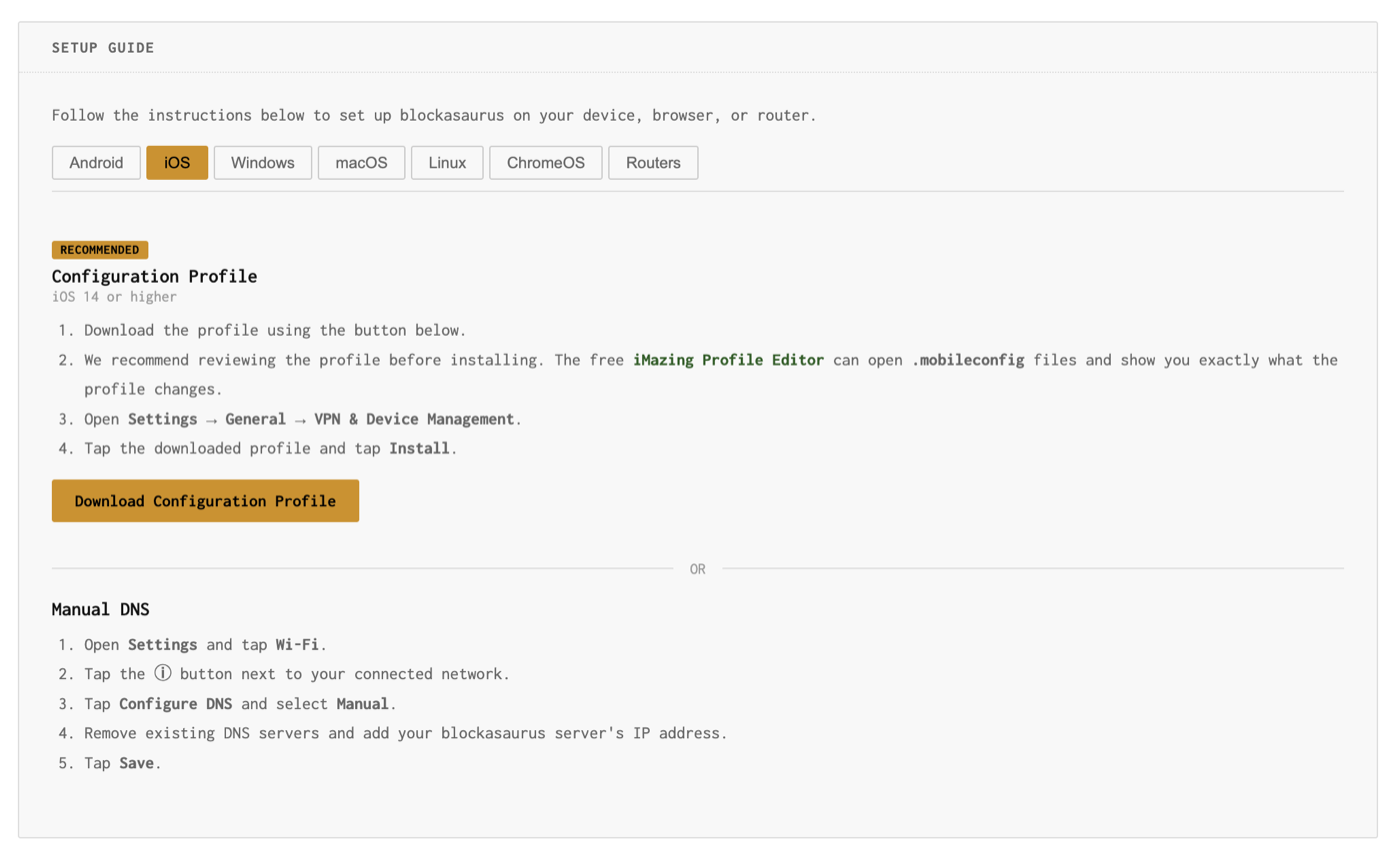 Setup guide showing platform-specific instructions